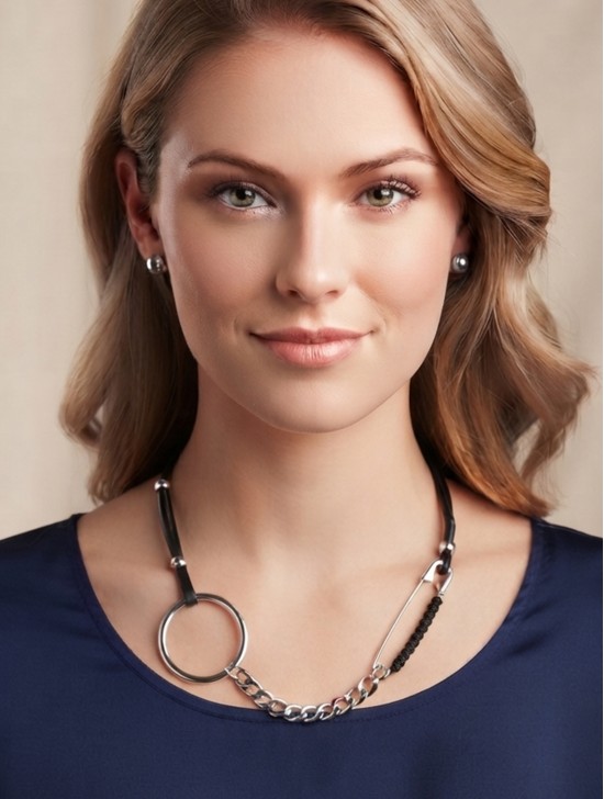 Multi-Function Circle & Brooch Clip Necklace & Earring Set